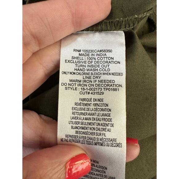 Joie “Hayfa” Military Green Button Front Floral Embellished Shirt size XS - Picture 4 of 13